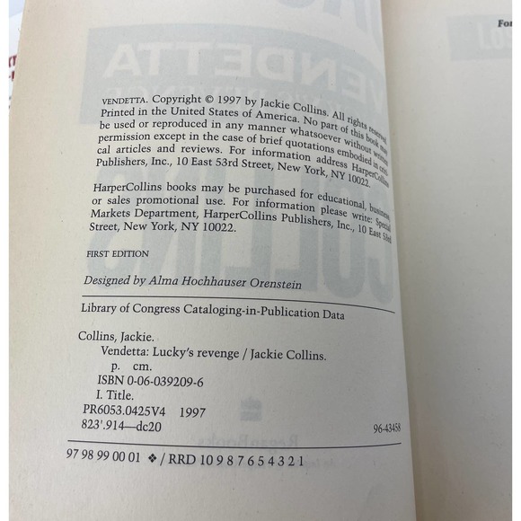 Vendetta Lucky's Revenge by Jackie Collins Hardbook - Picture 2 of 2